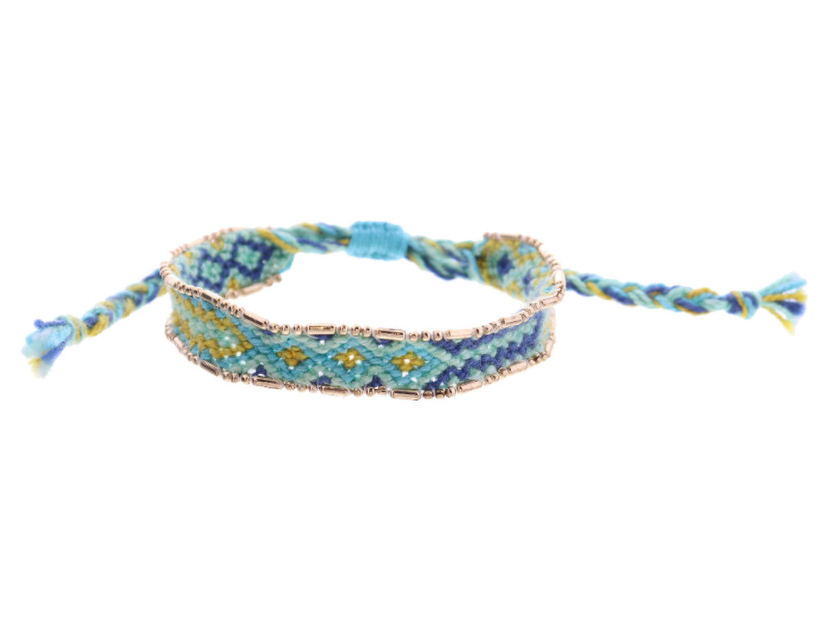 JM Kids Mint Aqua Lime Navy Blue Woven Bracelet