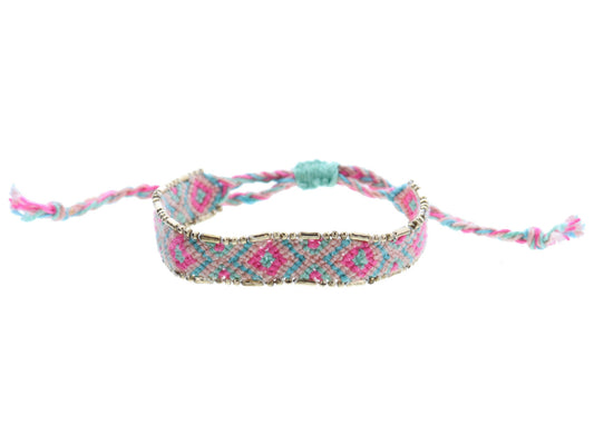 JM Kids Hot Pink Mint Pink Aqua  Woven Bracelet