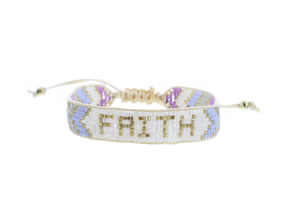 JM Kids Lavender "Faith" Woven Beaded Band Bracelet