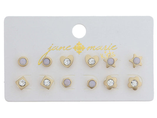 JM Kids 6 Stud Earring Set - Moonstone