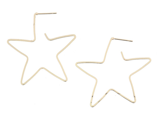 JM Thin Gold Open Star Hoop Earrings