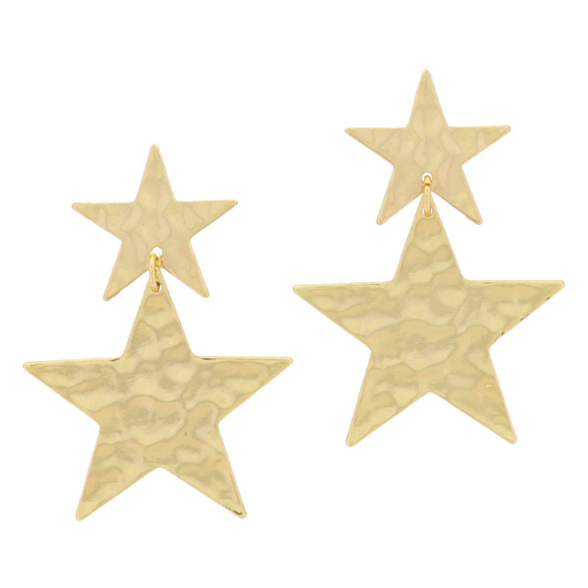 JM 18K Gold Plated Hammered Star Earring