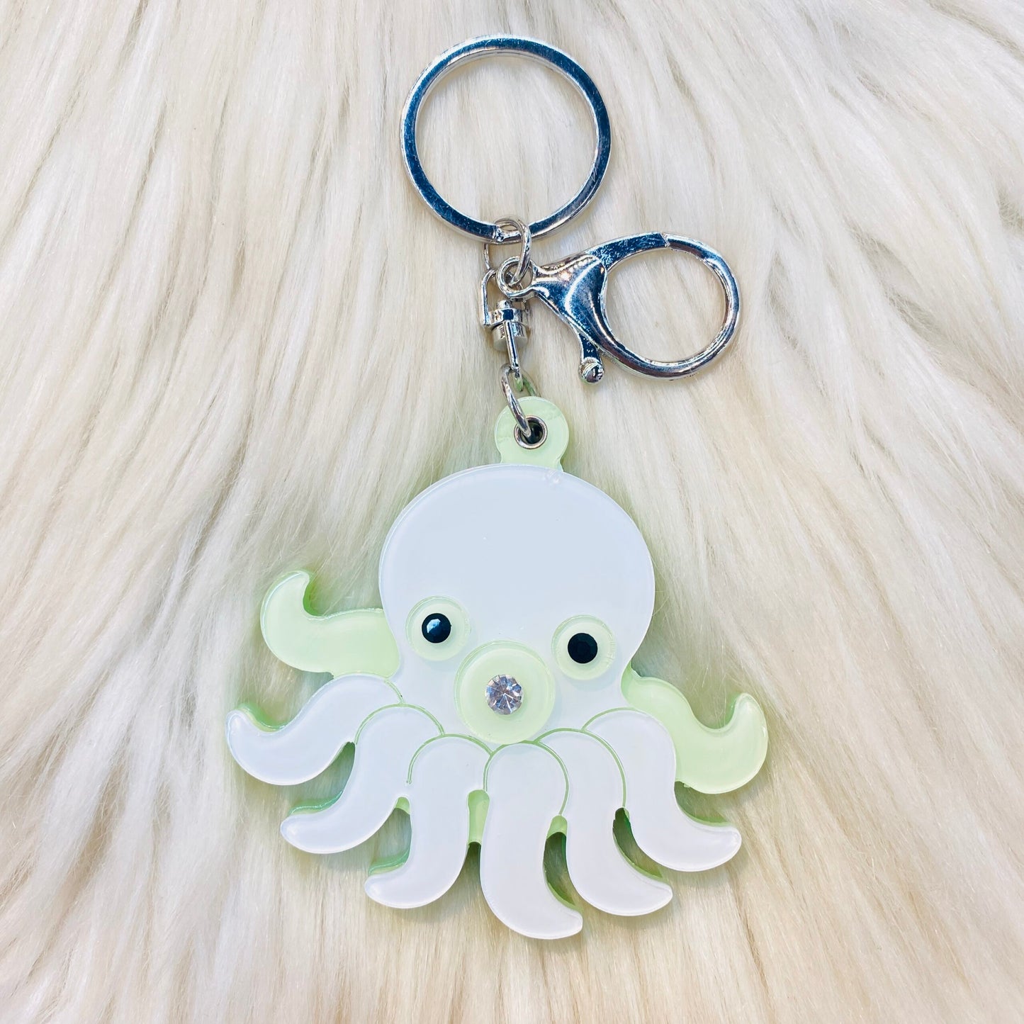 Mirror Keychain - Green Octopus