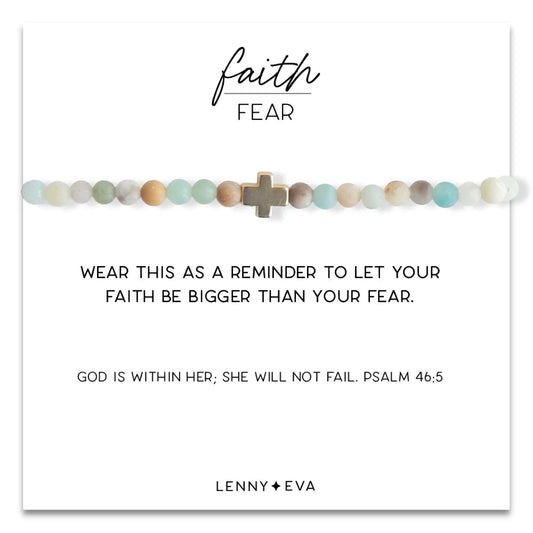 Faith Over Fear Cross Bracelet - Amazonite