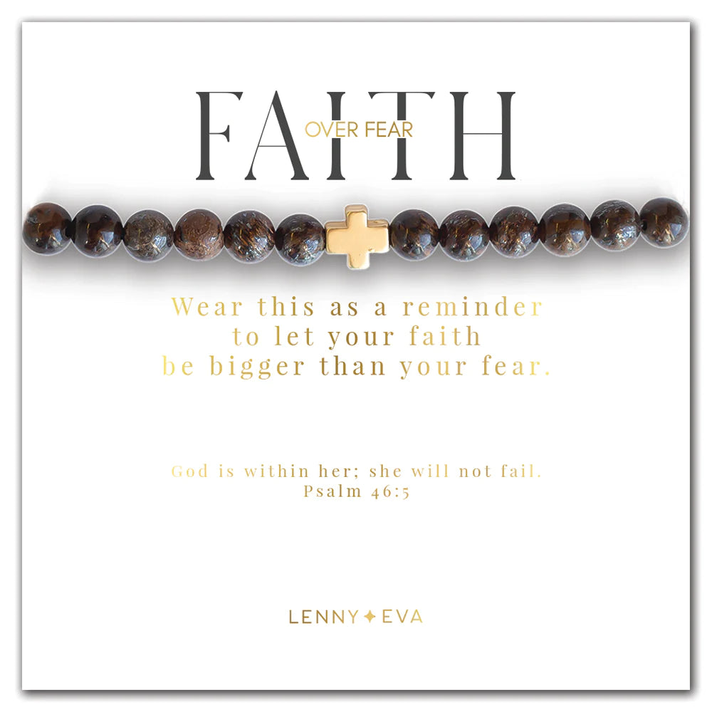 Faith Over Fear Cross Bracelet - Bronzite Limited Edition