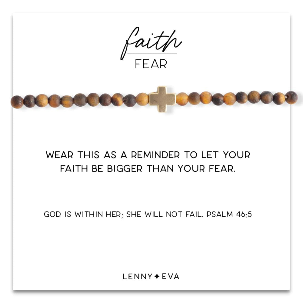 Faith Over Fear Cross Bracelet - Tiger Eye