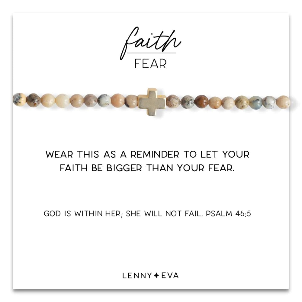 Faith Over Fear Cross Bracelet - Feldspar