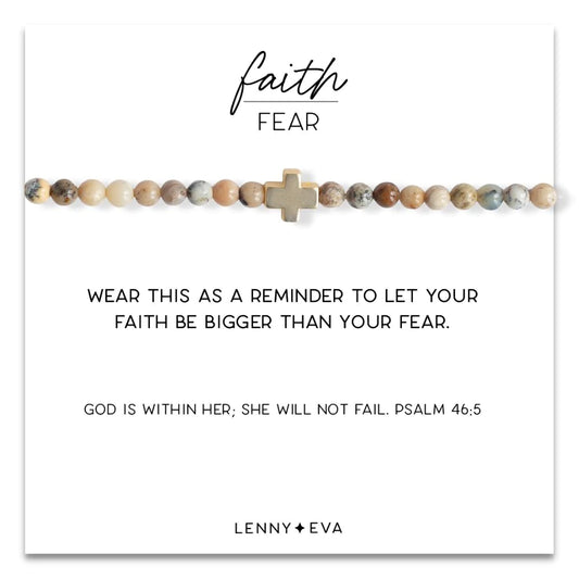 Faith Over Fear Cross Bracelet - Feldspar