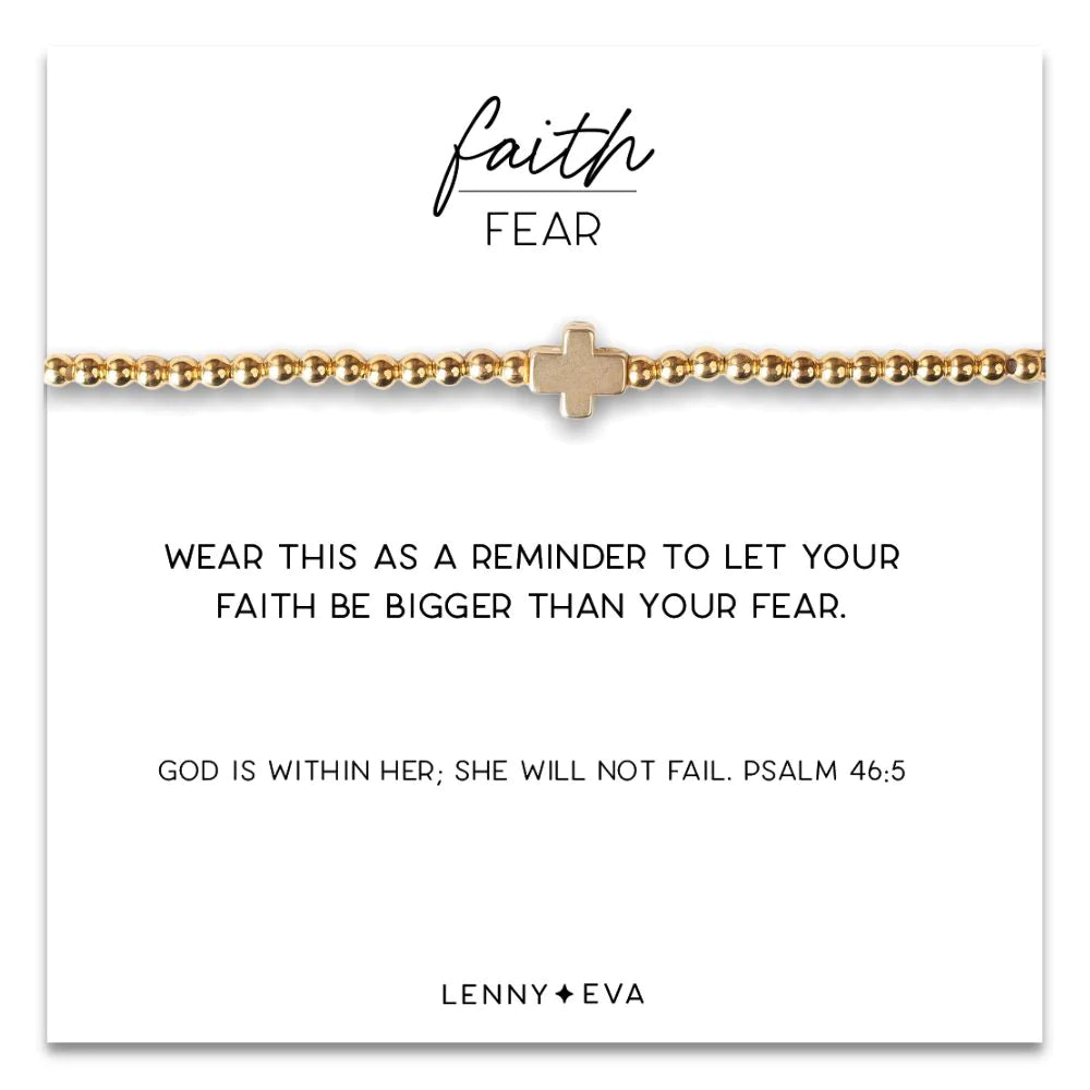 Faith Over Fear Cross Bracelet - Gold