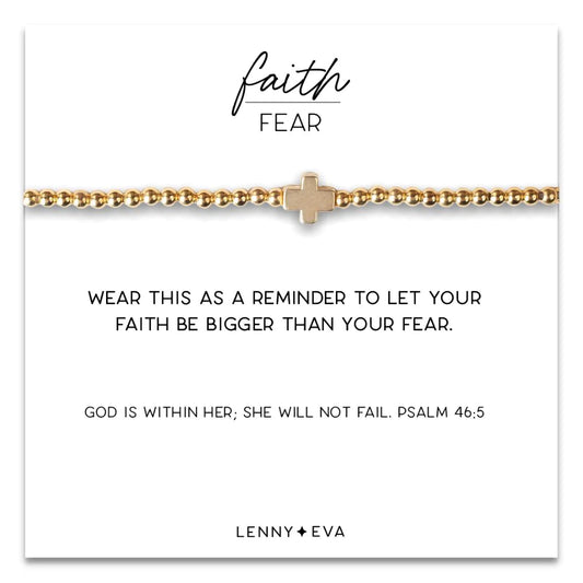 Faith Over Fear Cross Bracelet - Gold