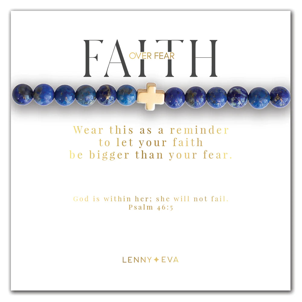 Faith Over Fear Cross Bracelet - Lapis Lazuli Limited Edition