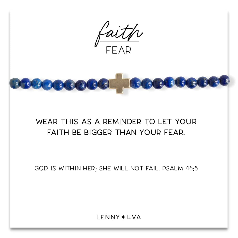 Faith Over Fear Cross Bracelet - Lapis Lazuli