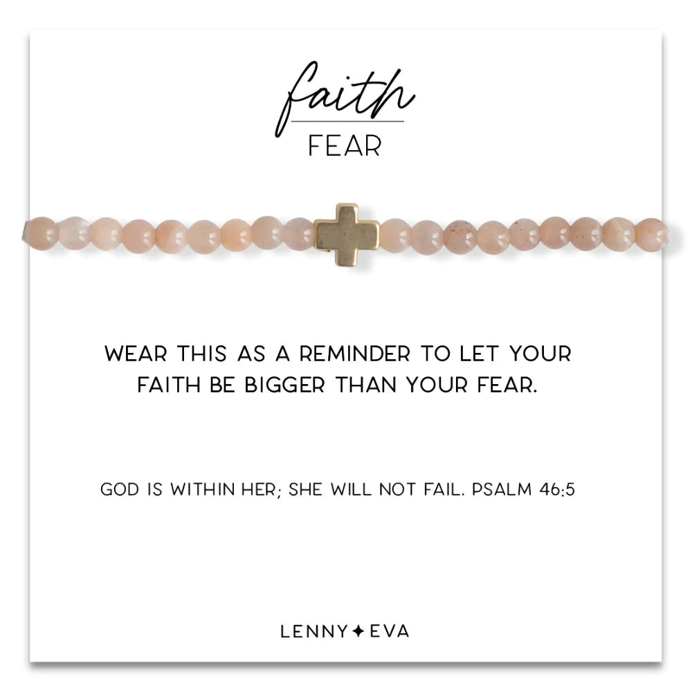 Faith Over Fear Cross Bracelet - Sunstone