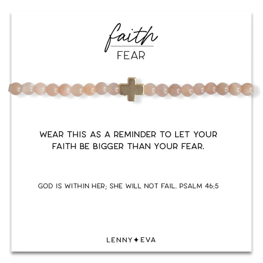 Faith Over Fear Cross Bracelet - Sunstone