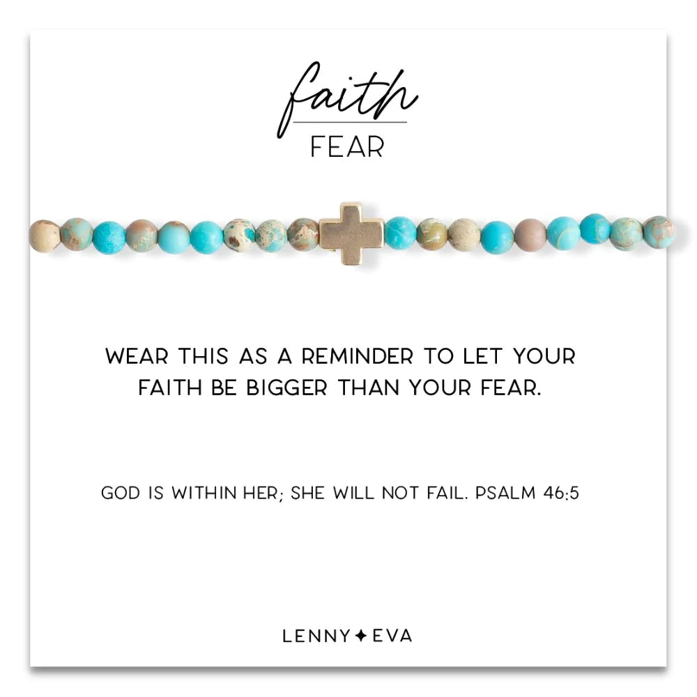 Faith Over Fear Cross Bracelet - Turquoise Jasper
