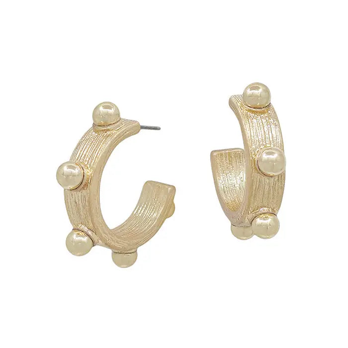 Gold Stud Mini Hoop Earrings
