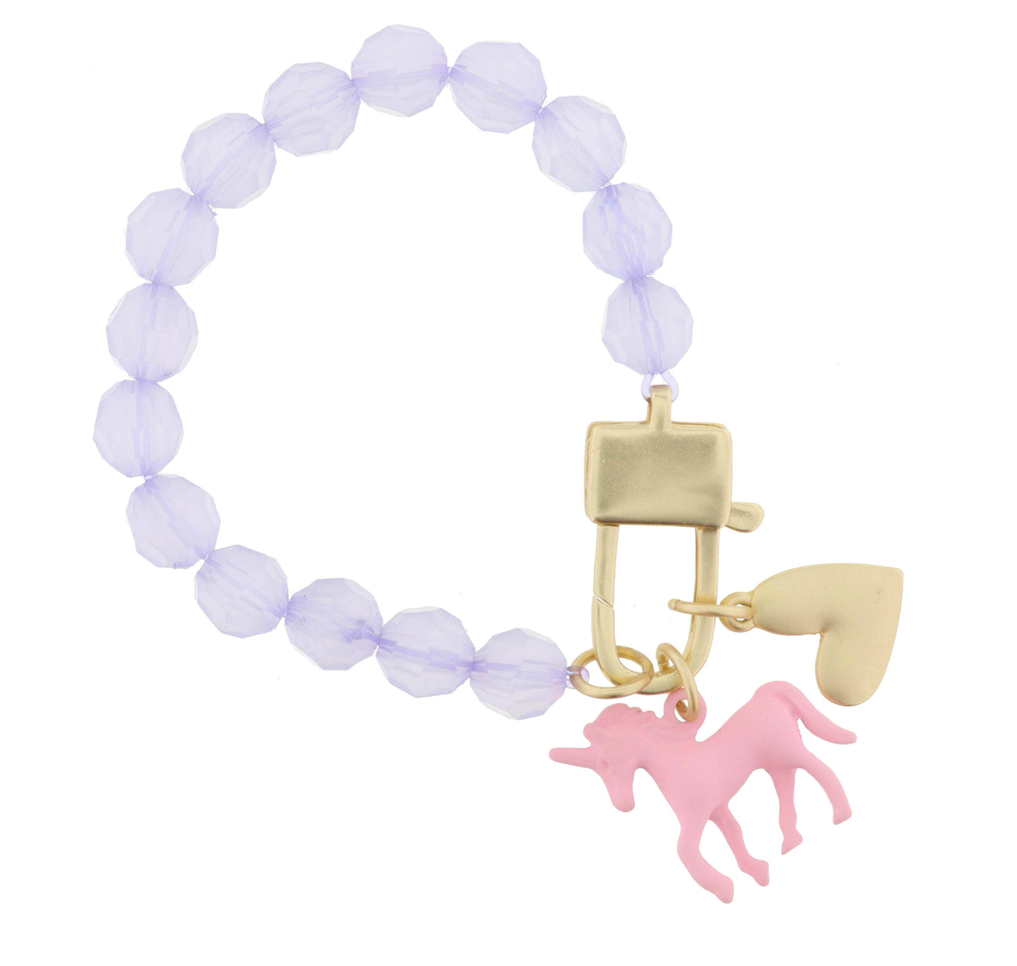 Kids Lavender Bead, Lobster Claw, Unicorn, Heart Bracelet