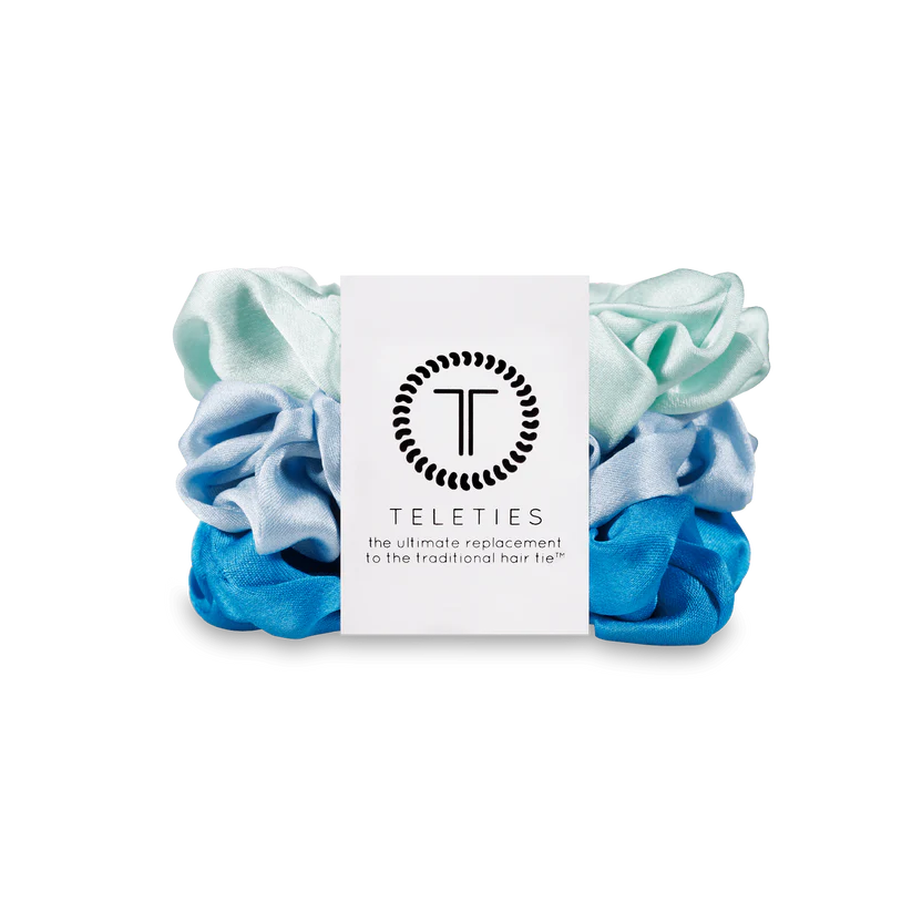 Teleties Large Silk Scrunchies - Blue My Mind