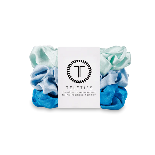 Teleties Large Silk Scrunchies - Blue My Mind