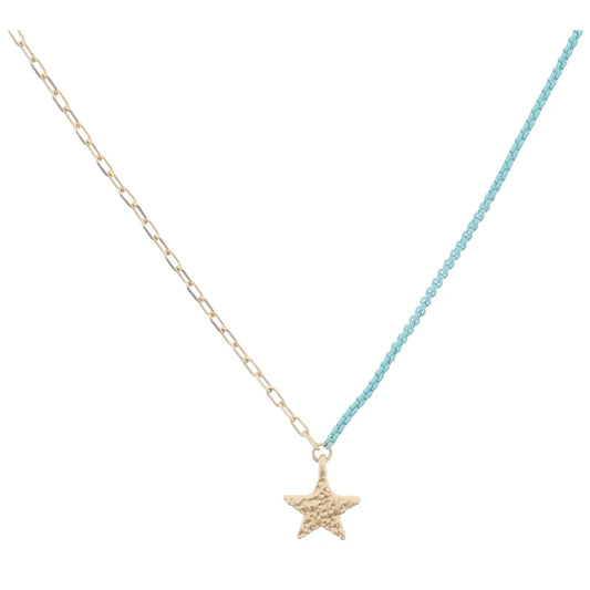 JM Kids Half Gold Chain, Half Mint Chain with Star Necklace