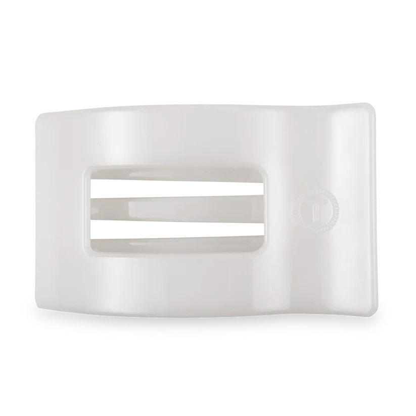 Teleties Large Flat Rectangle Hair Clip - Coconut white