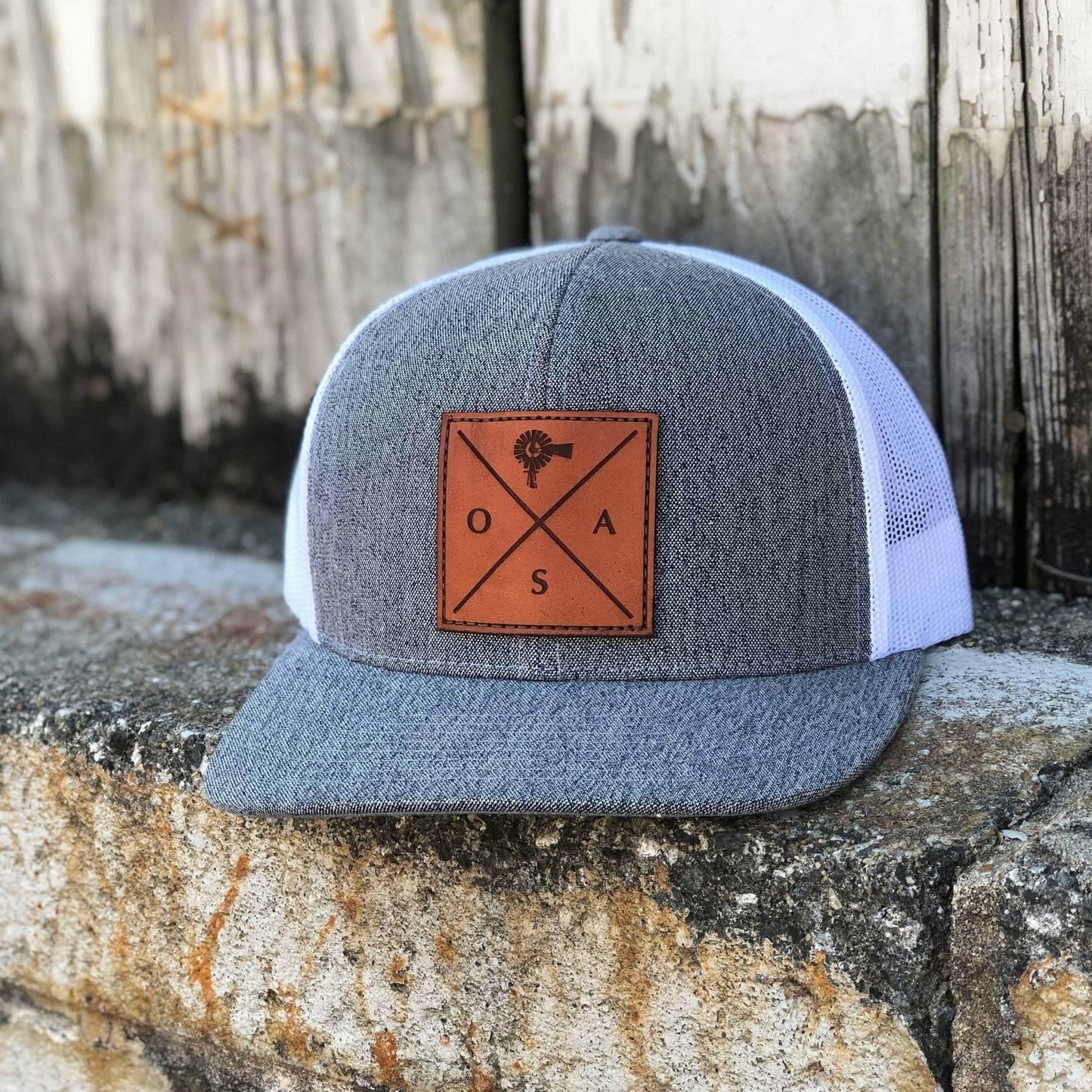 Cross Leather Patch - Trucker Hat