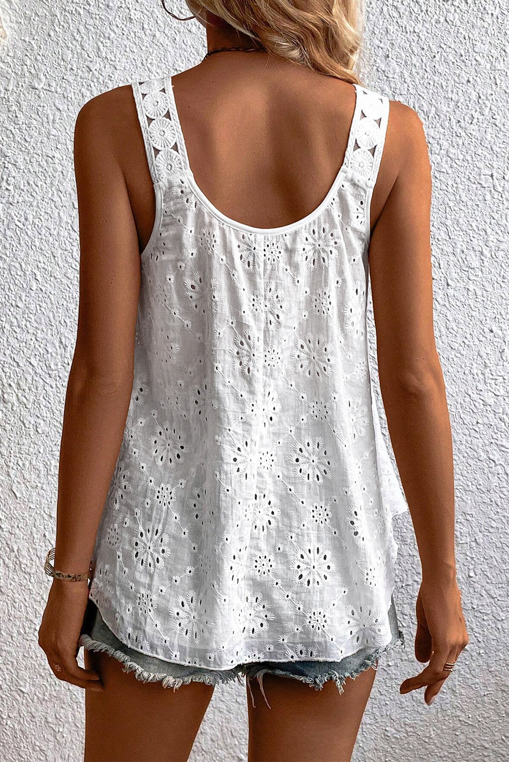 White Eyelet Embroidery Tank