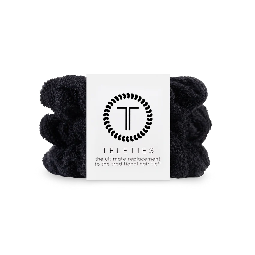 Teleties - Jet Black Towel Scrunchies Large