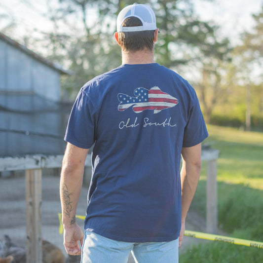 Old South Bass American Flag Short Sleeve Tee