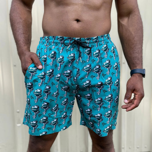 Old South Lined Swim Trunks - Outboard Motor