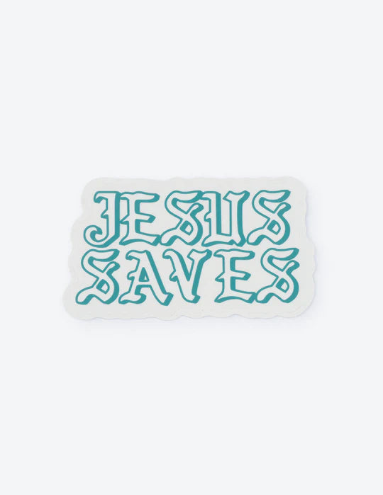 Teal Jesus Saves Sticker