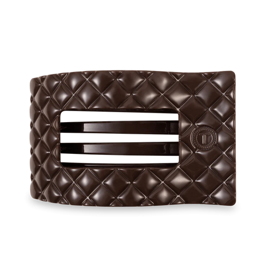 Teleties Large Flat Rectangle Hair Clip - Truly Taupe Quilted