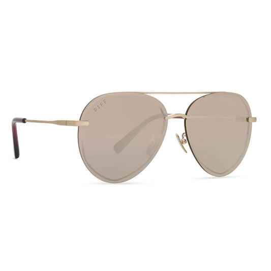 DIFF Lenox Brushed Gold Cherry Blossom Mirror Sunglasses