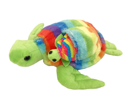 Plush Rainbow Sea Turtle w/baby