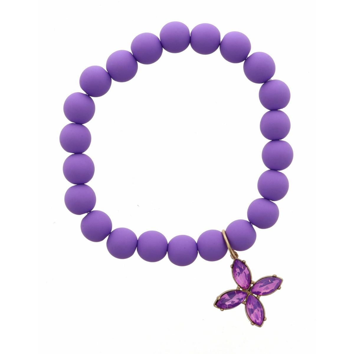 Kids Purple Beads Bracelet - Purple Cross