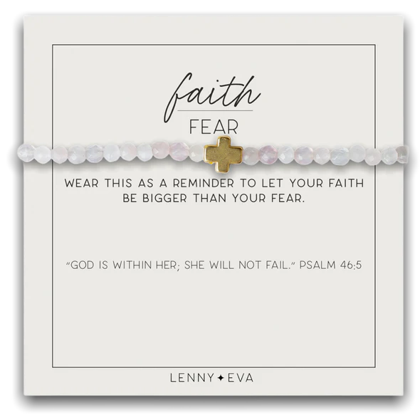 Faith Over Fear Cross Bracelet - Rose Quartz