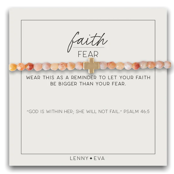 Faith Over Fear Cross Bracelet - Moonstone