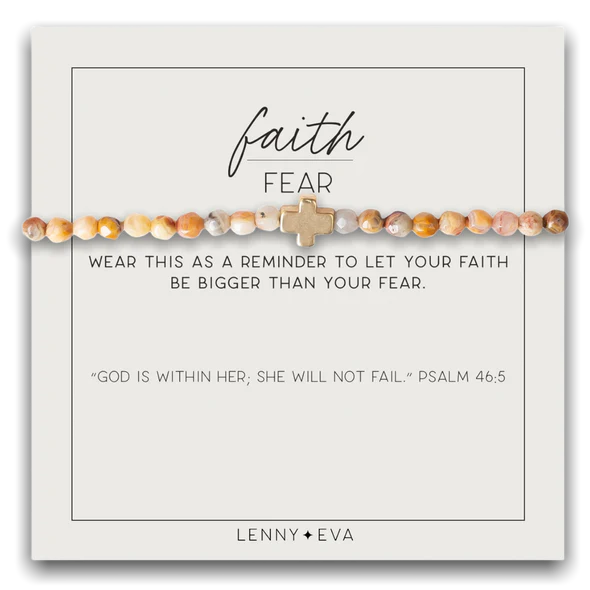 Faith Over Fear Cross Bracelet - Mexican Agate
