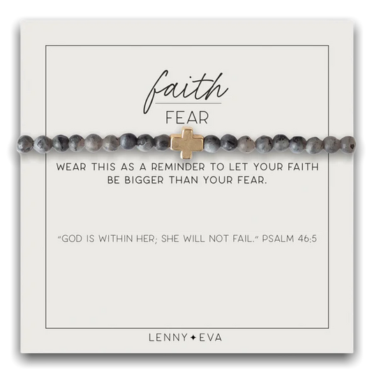 Faith Over Fear Cross Bracelet - Labradorite