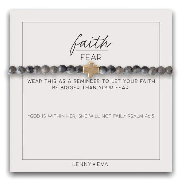 Faith Over Fear Cross Bracelet - Labradorite