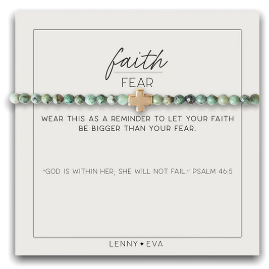 Faith Over Fear Cross Bracelet - African Turquoise