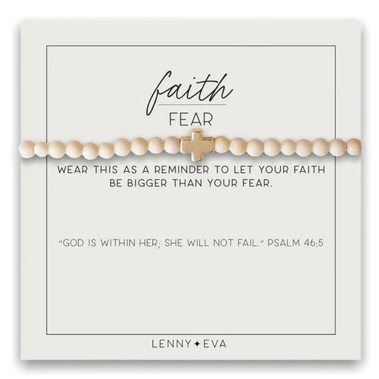 Faith Over Fear Cross Bracelet - White Jasper