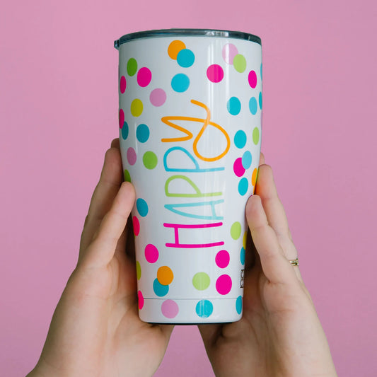 "Happy" Stainless Large Tumbler