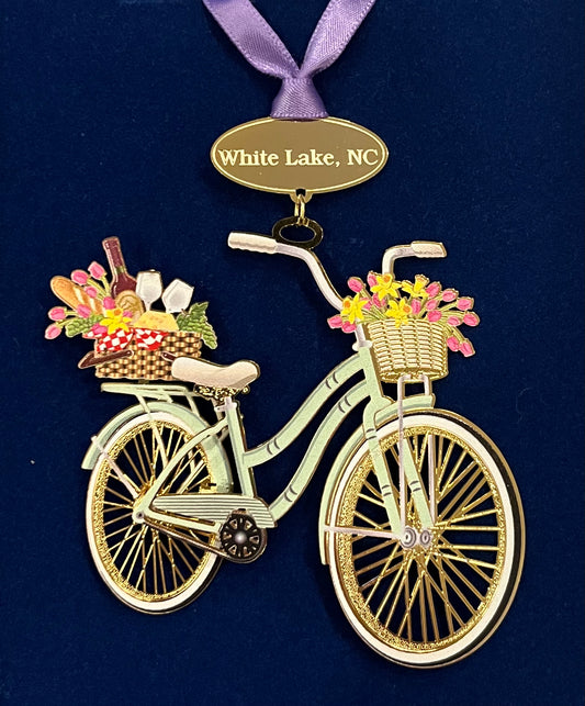 Bike and Basket White Lake Ornament