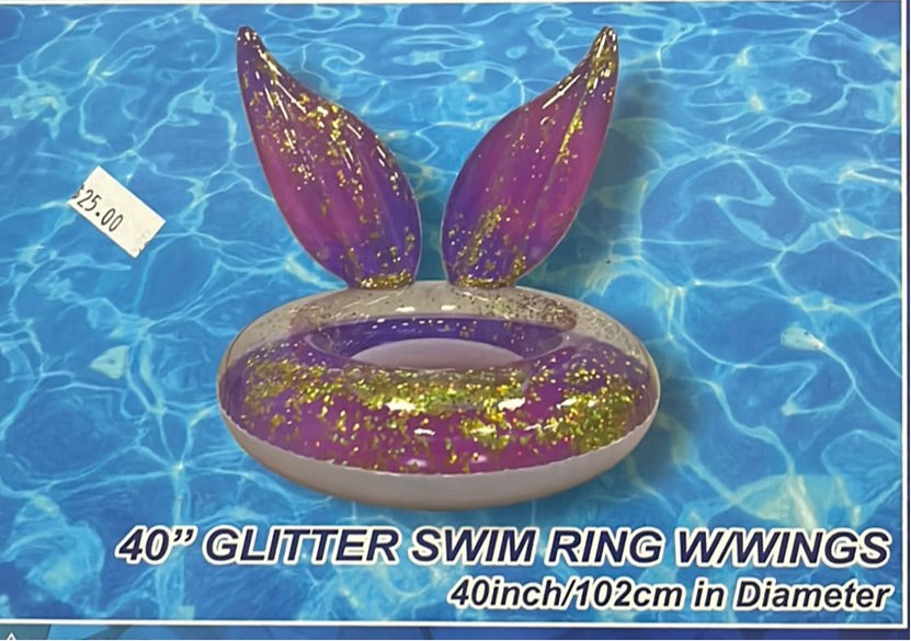 Glitter Swim Rings w/wings Inflatable