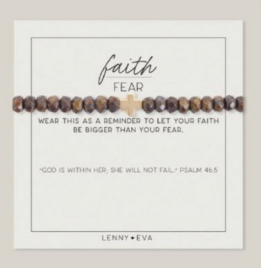 Faith Over Fear Cross Bracelet - Bronzite