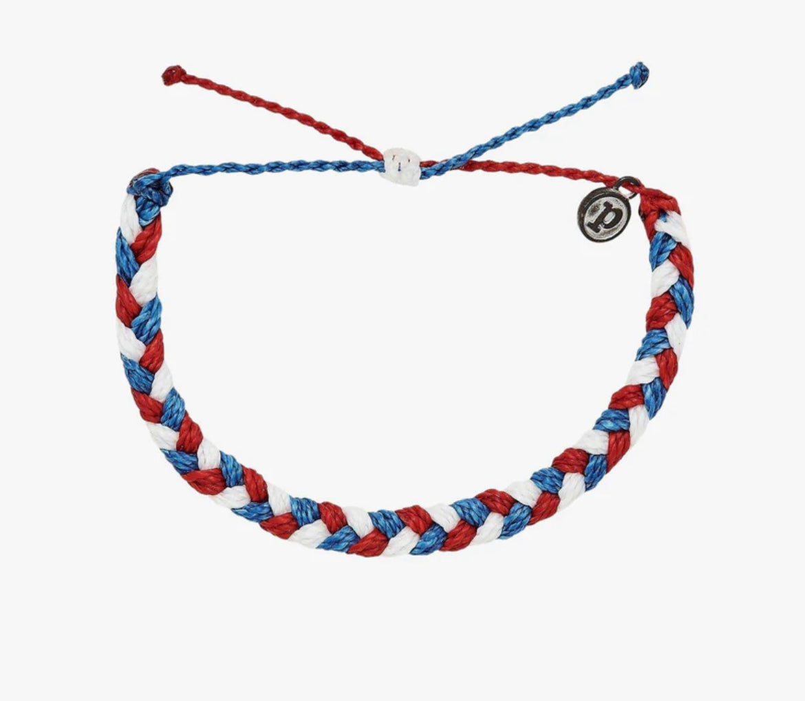 Pura Vida Multi Braided Bracelet - Red White & Blue